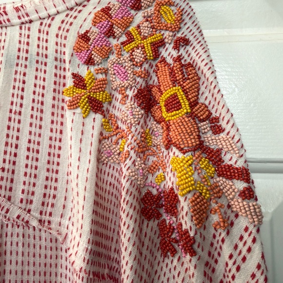 Johnny Was Red and White Striped Tunic with Embroidery - perfect condition! - Picture 8 of 8
